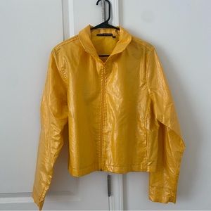 Vintage Robert Krugman Size XL Mustard Color 100% Linen Waxed Jacket Women Artsy